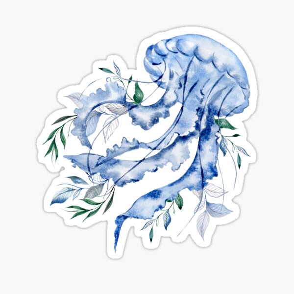 Blue Jellyfish With Leaves