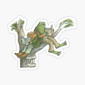 Frog and Toad reading in tree