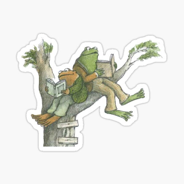 Frog and Toad reading in tree