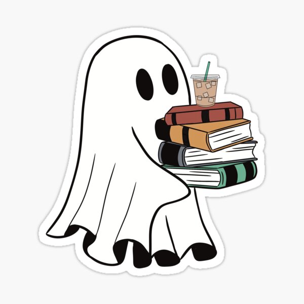 Ghost with books & iced coffee