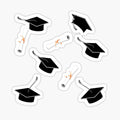Grad Caps and Diploma Pattern Sticker