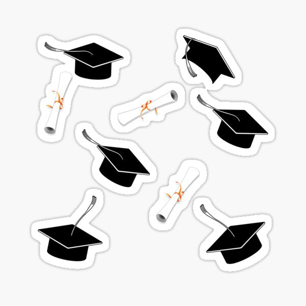 Grad Caps and Diploma Pattern Sticker