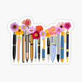 Pens with flowers