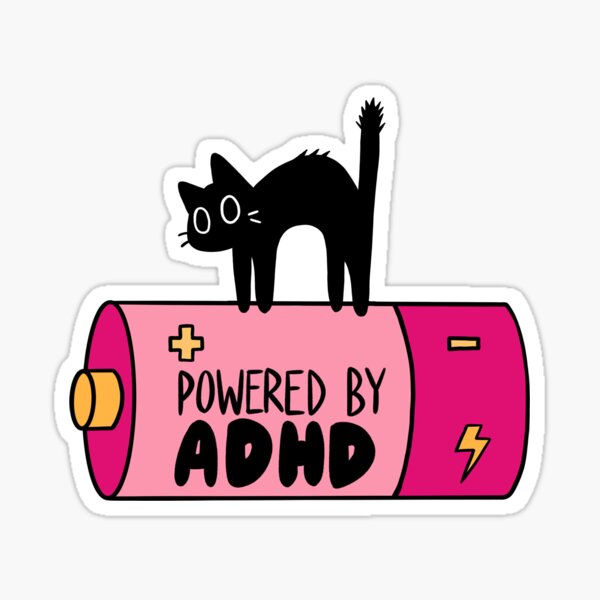 Powered By ADHD Cat Pink