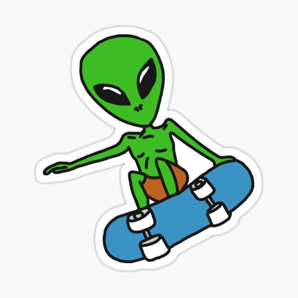 Skateboarding alien