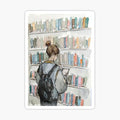 Student in university library