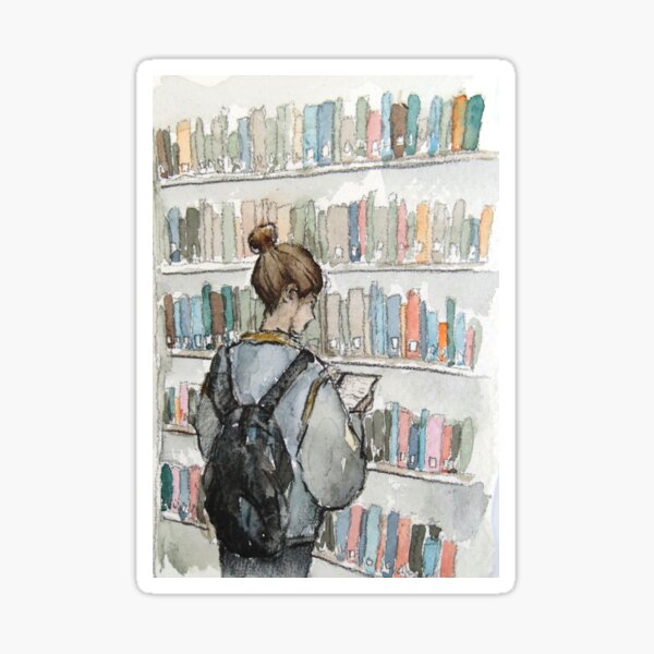Student in university library