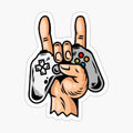 A hand holds Playstation controller