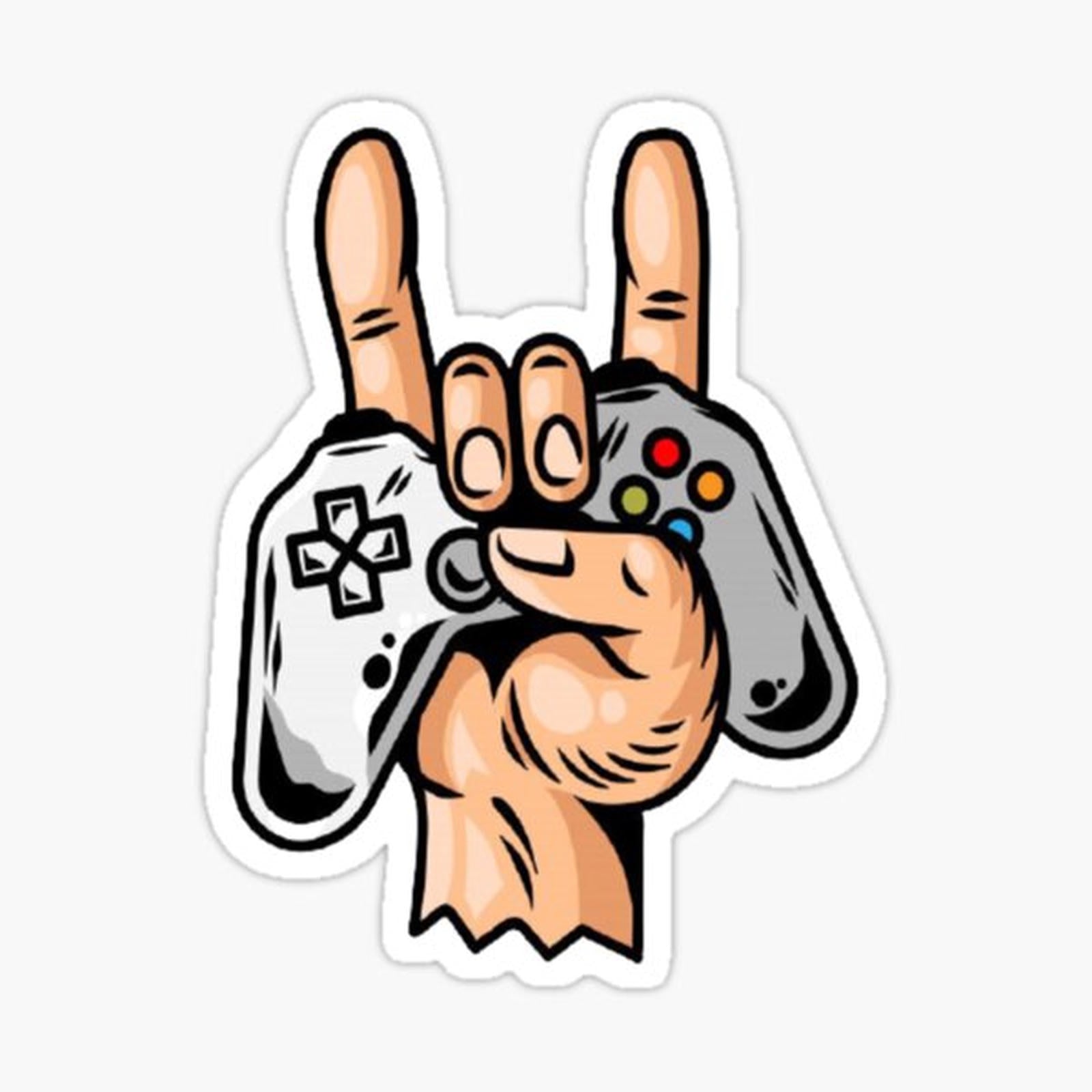 A hand holds Playstation controller