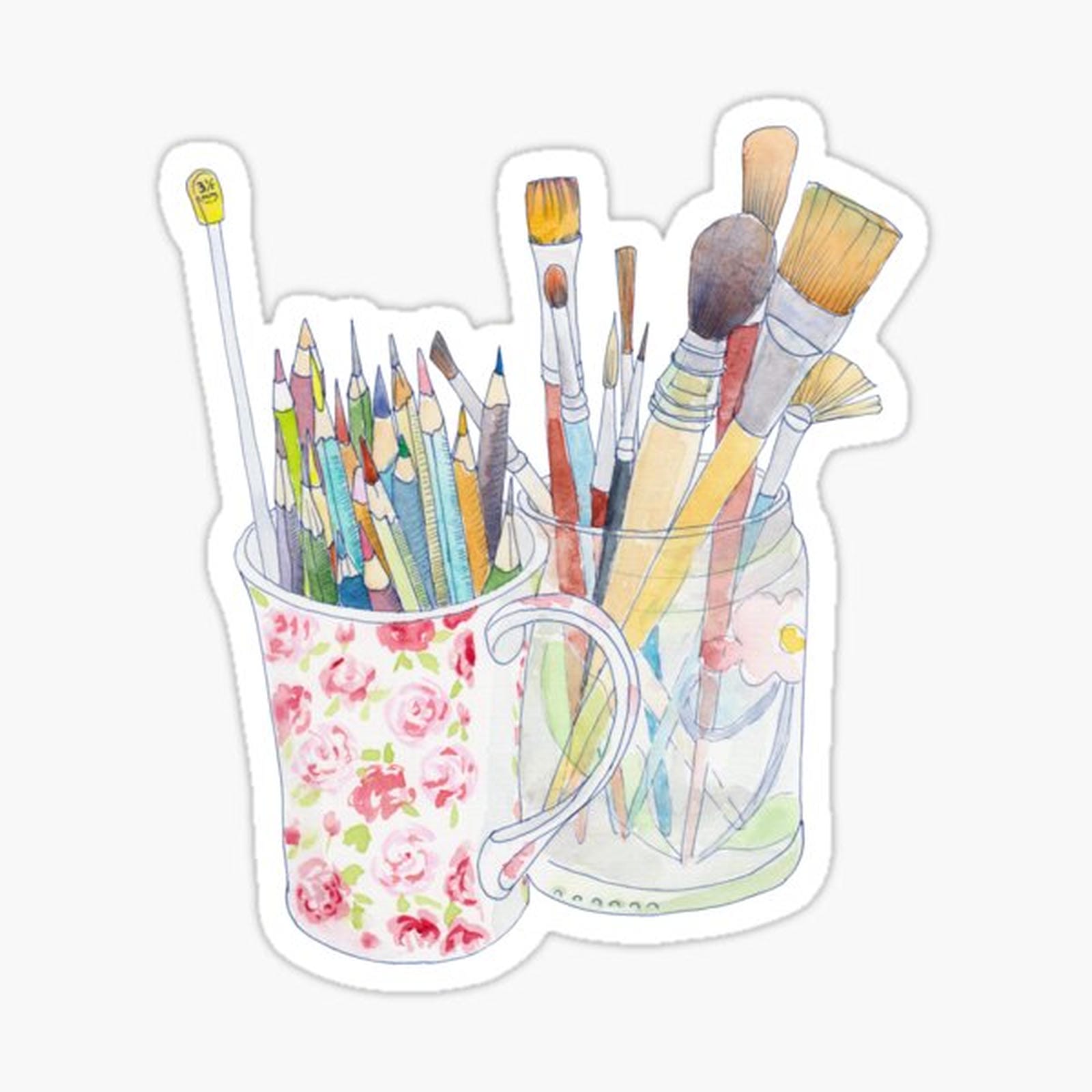 Art Tools_ pencils and brushes
