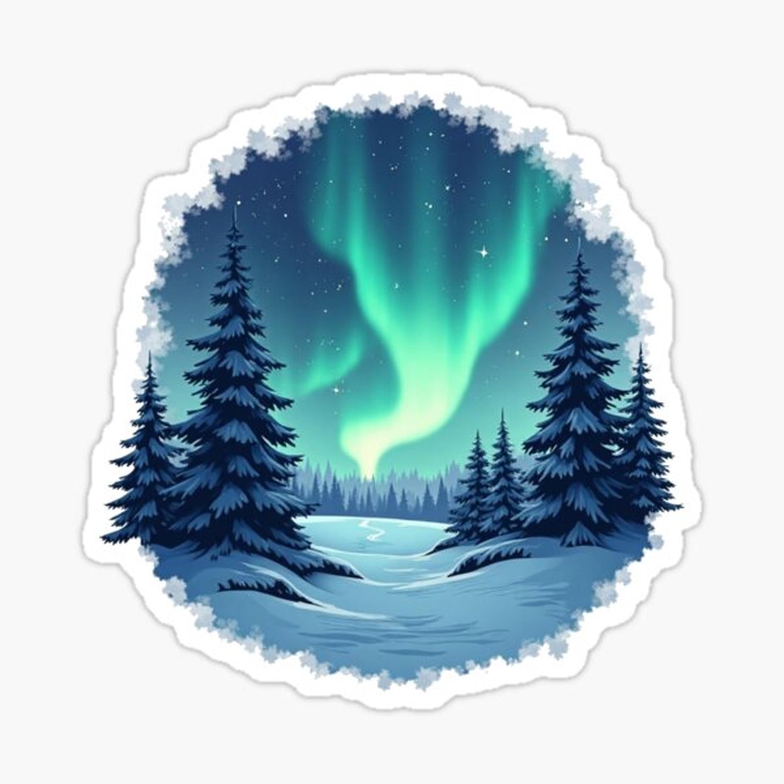 Aurora Nights – Snowy Northern Lights Illustration