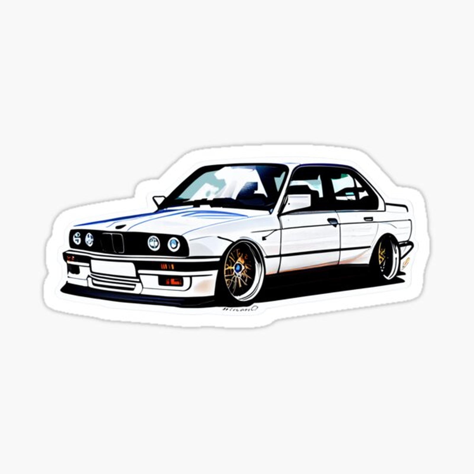 Beautiful white sports car sticker