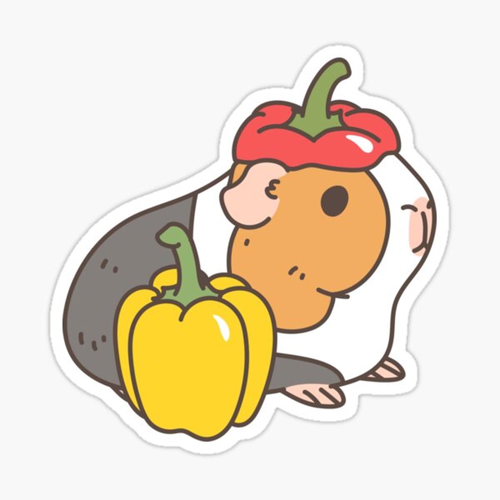 Bell pepper, cherry tomatoes and Guinea pigs pattern