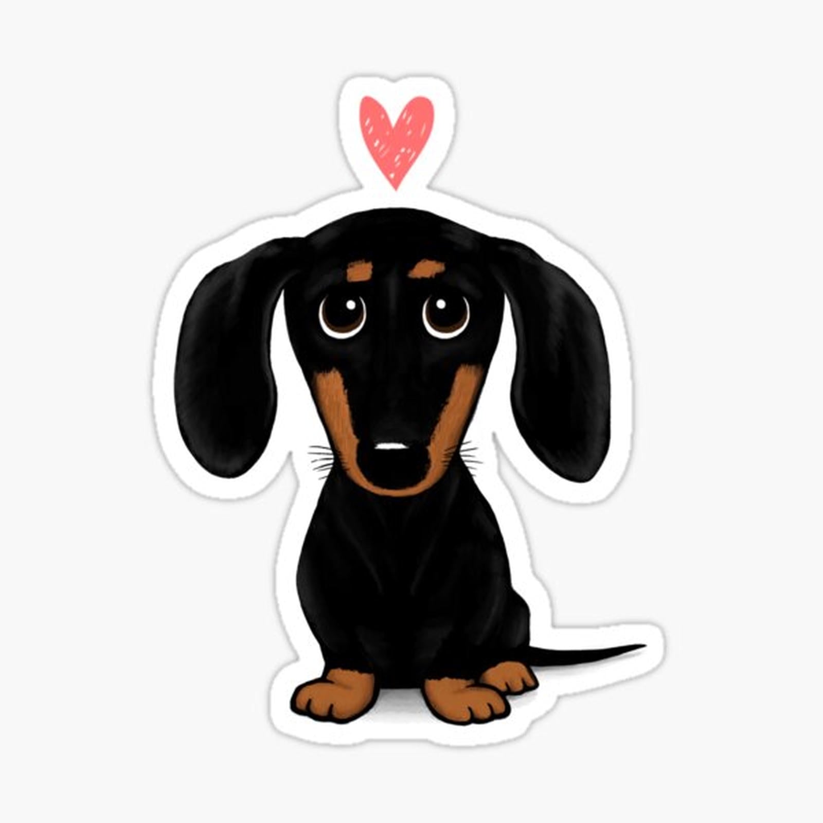 Black and Tan Dachshund with Heart _ Cute Cartoon Wiener Dog