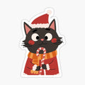 Candy Cane Cat – Festive Black Cat Christmas Art