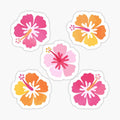 Candy Colored Hibiscus Flowers on Navy Blue