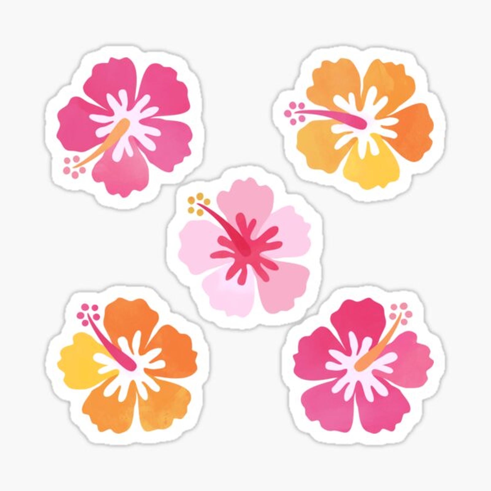 Candy Colored Hibiscus Flowers on Navy Blue