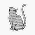 cat reading book sticker