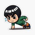 Chibi Rock Lee Doing One-Finger Push-Ups – Anime Workout Sticker
