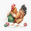Christmas Knitting Chicken – Cozy Farmhouse Holiday Wall Art