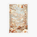 Christmas landscape sleigh in stained glass