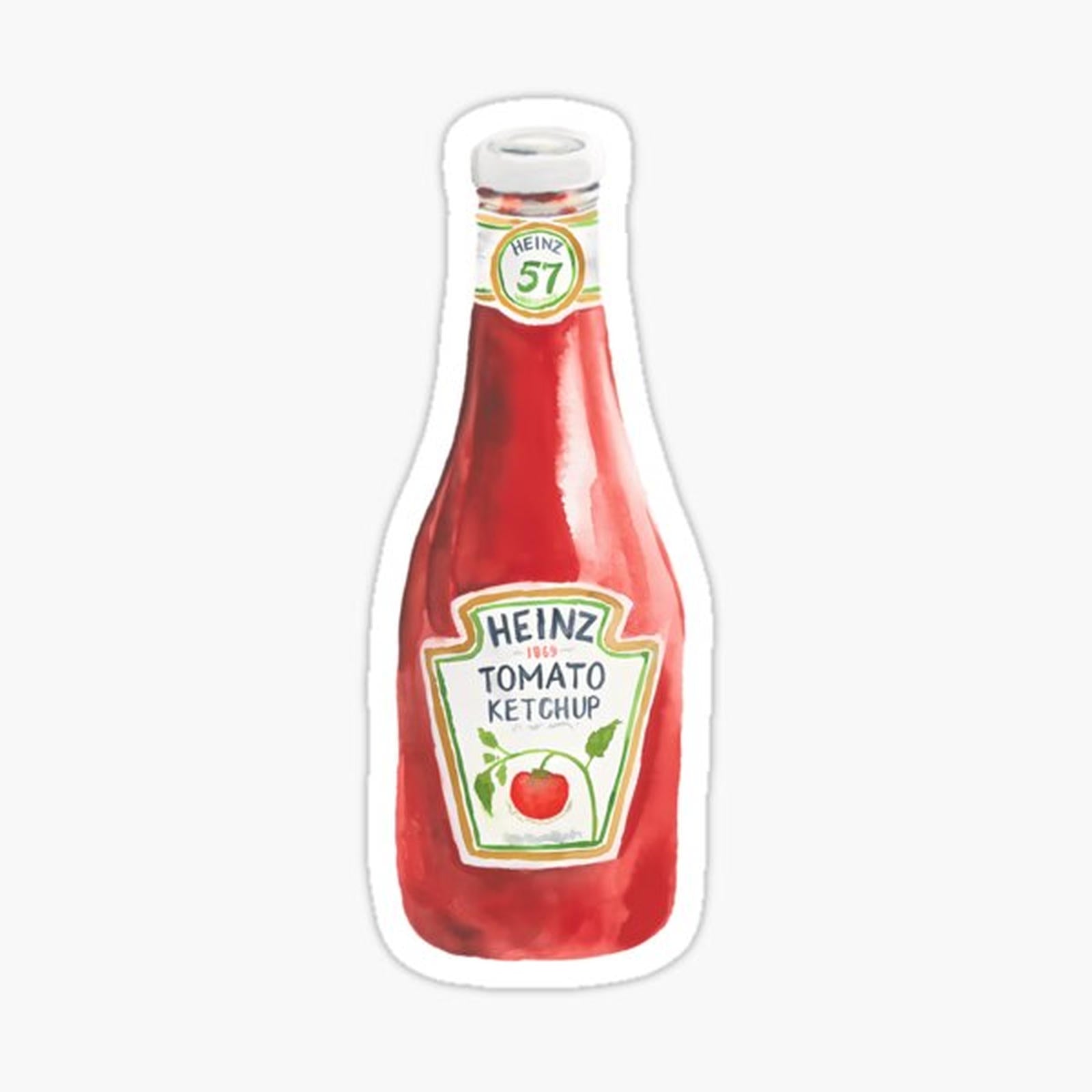 Classic Ketchup Bottle Watercolor