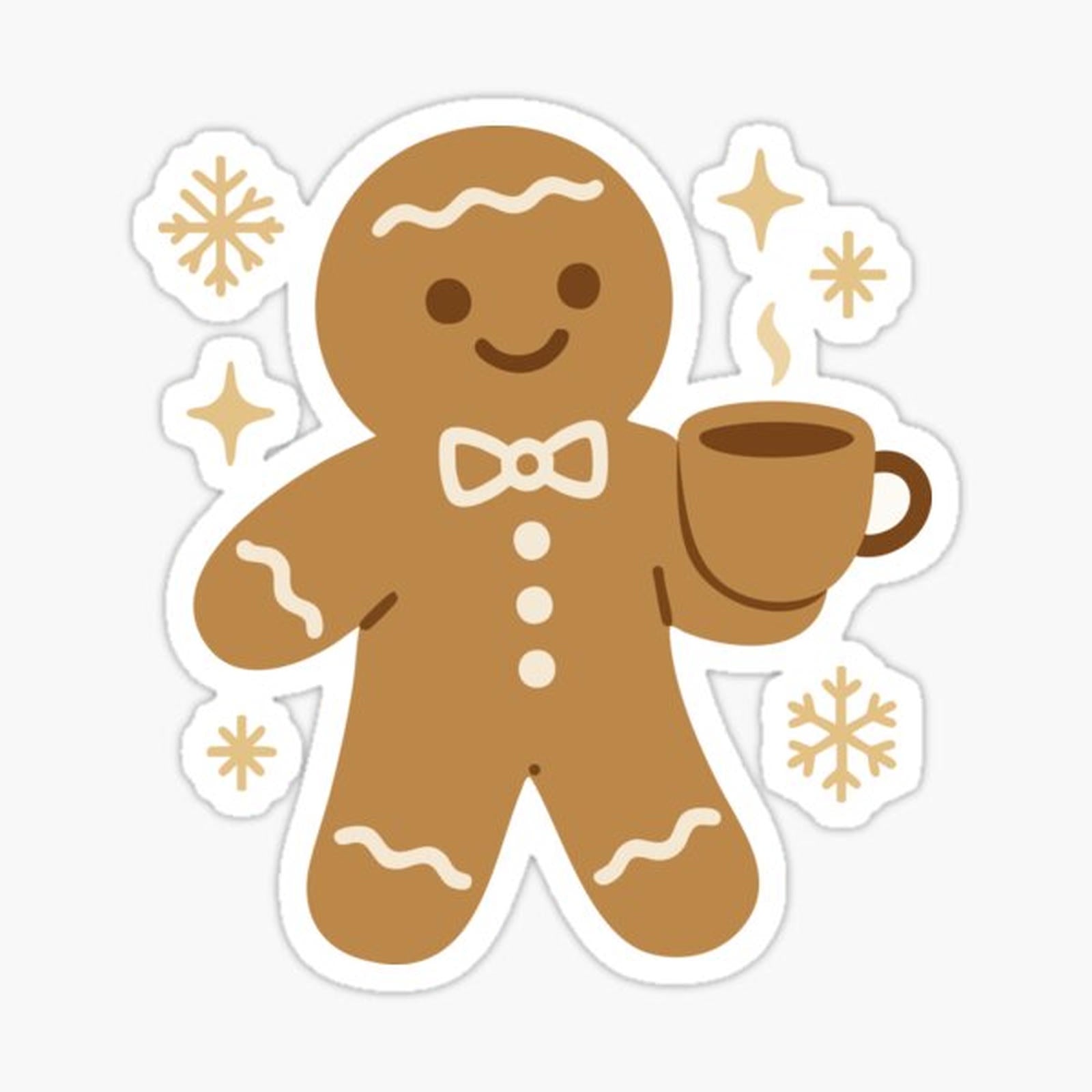 Cozy Gingerbread Man With Coffee Cup – Cute Christmas Holiday Art