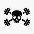 Crossed barbells skull