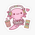 Cute Axolotl Loves Playing Video Games Funny