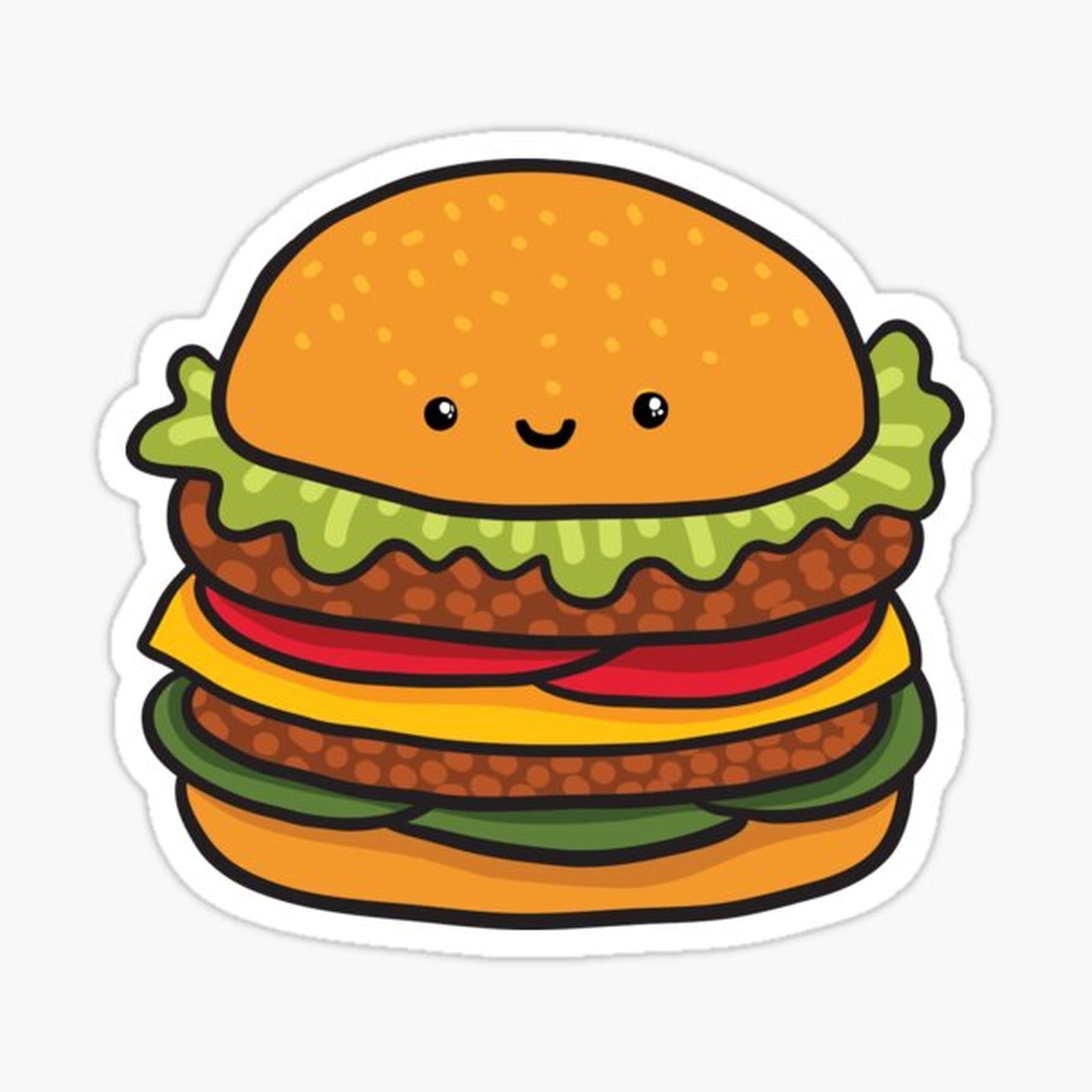 Cute burger. Hamburger fast food.