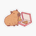 Cute Capybara Eating Pizza