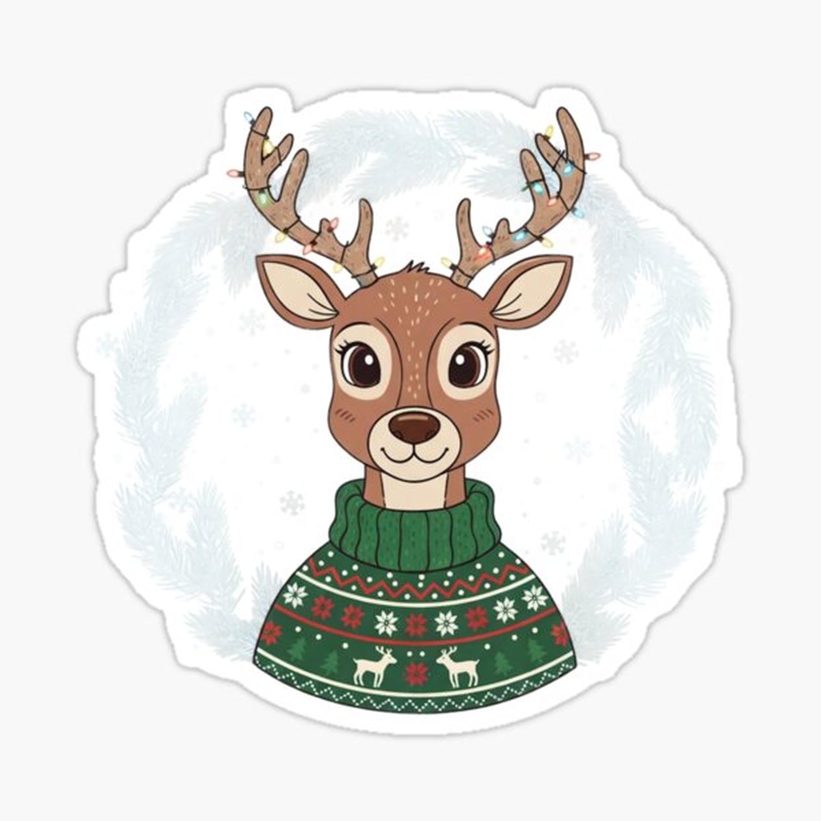 Cute Christmas Reindeer in a Cozy Sweater