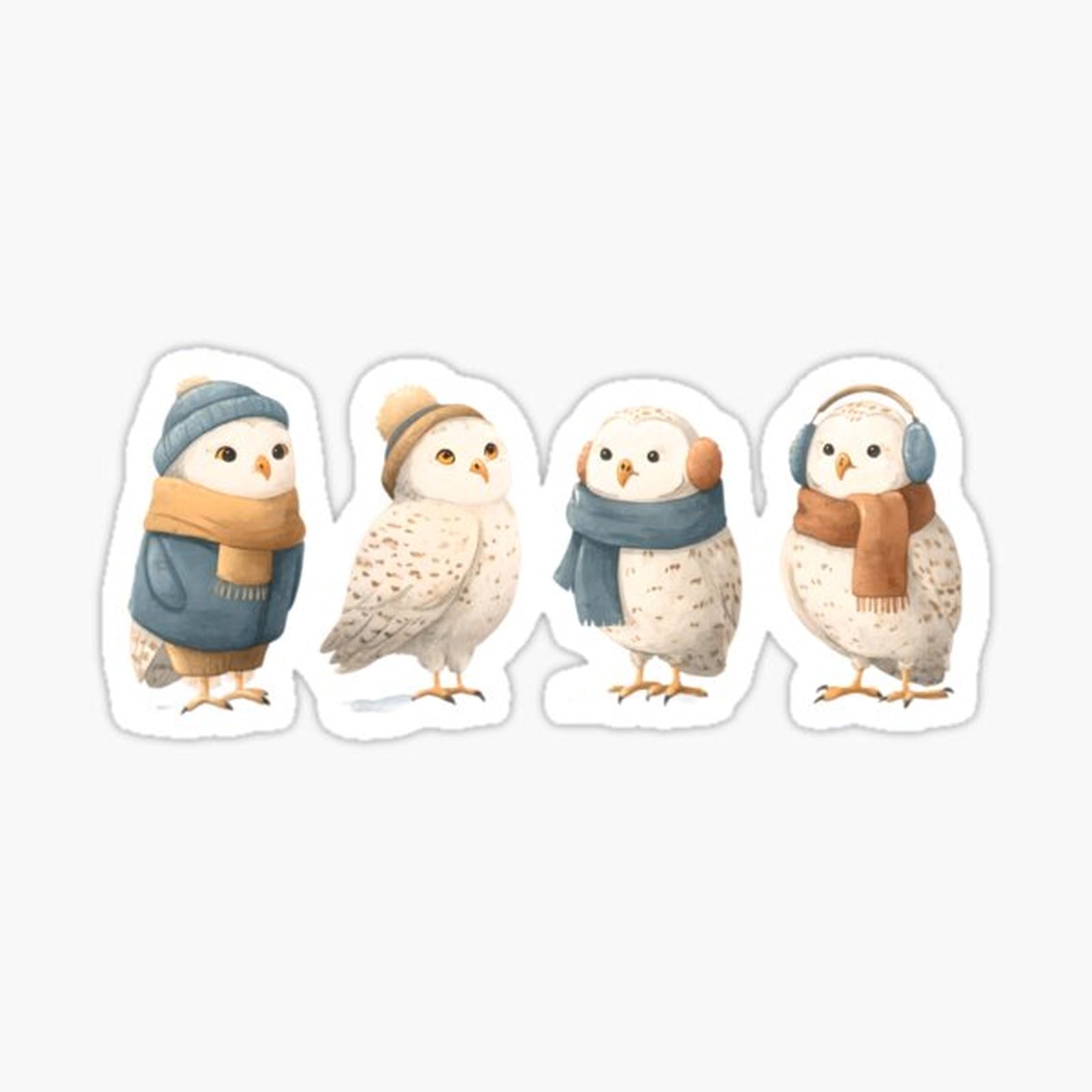 cute snow owl watercolor
