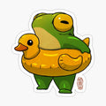cute summer time ducky frog swimming pool floatie artwork asian style