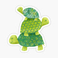 Cute Turtle Stack in Teal, Lime Green and Turquoise