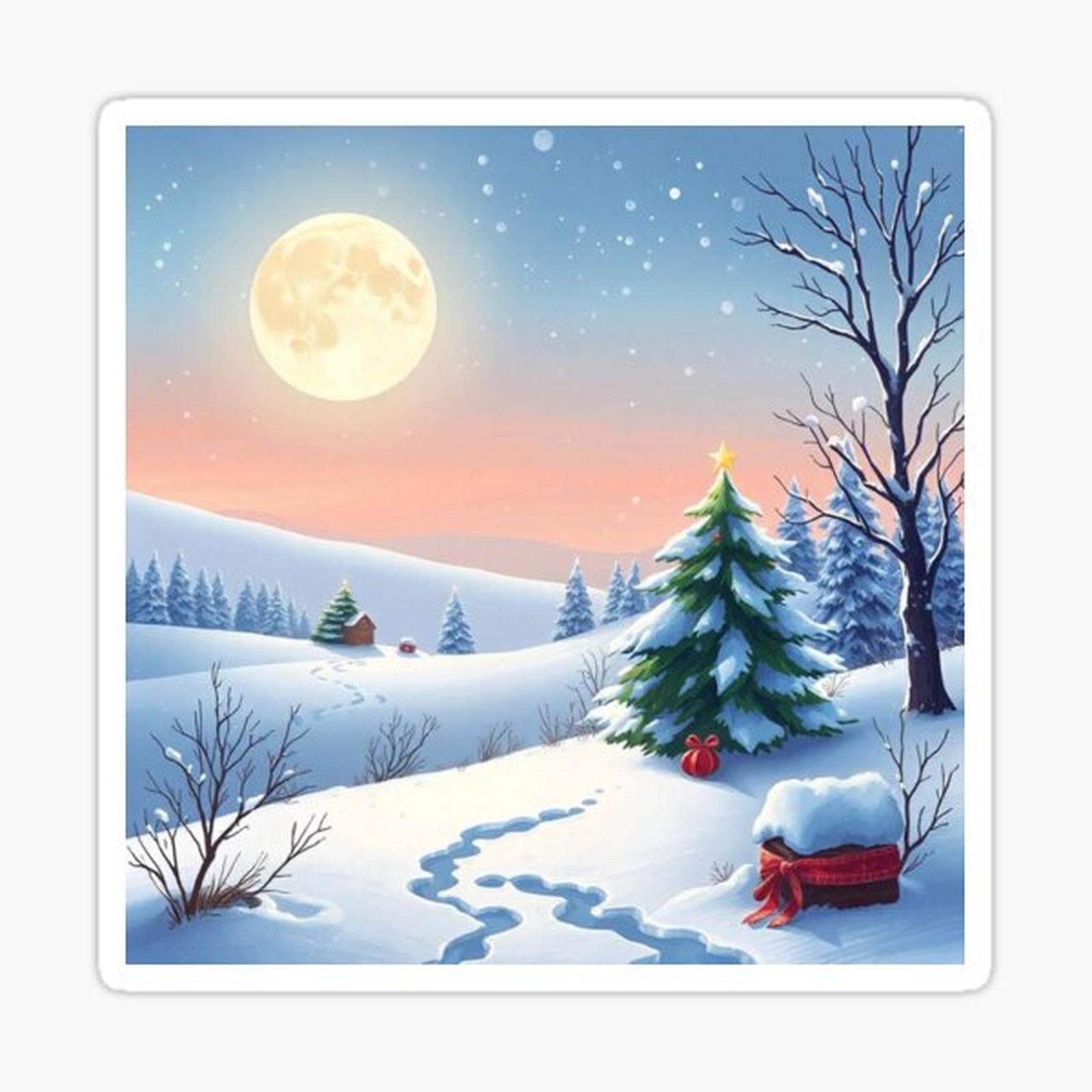 Enchanting Christmas Snow Landscape Illustration