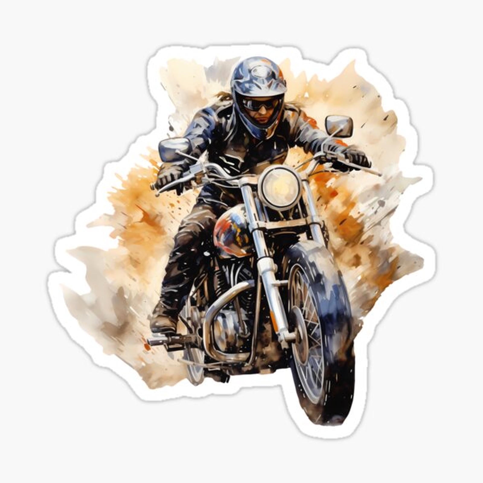 Female Motorcycle Rider – Powerful Watercolor Moto Art