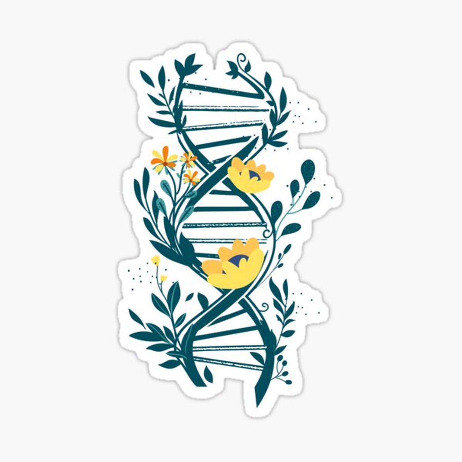 Floral Watercolor DNA flowers trees dna structure