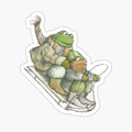 Frog and Toad Sledding Sticker