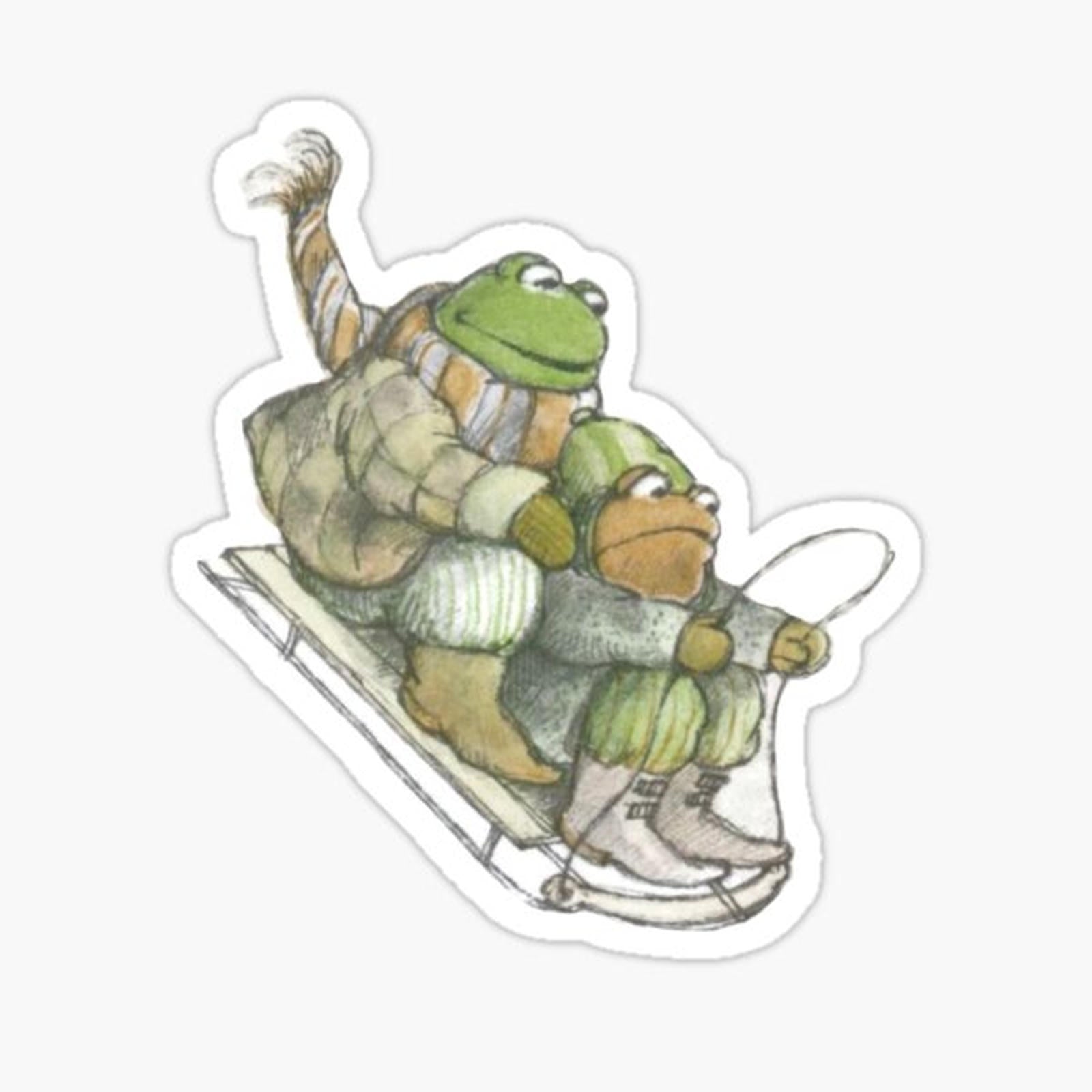 Frog and Toad Sledding Sticker
