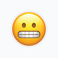 grimacing