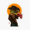 gunslinger cowboy western frog with pistol shrimp crawdad artwork drawing