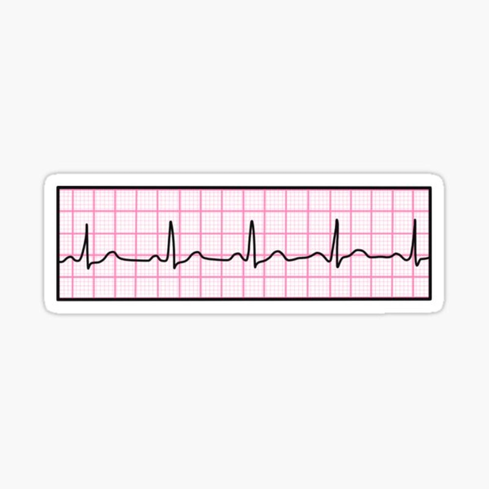 Hand Drawn Normal Electrocardiogram Pink