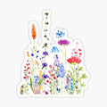 hand painted colorful wild flowers watercolor painting