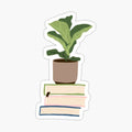 houseplant on stacked books