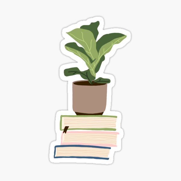 houseplant on stacked books