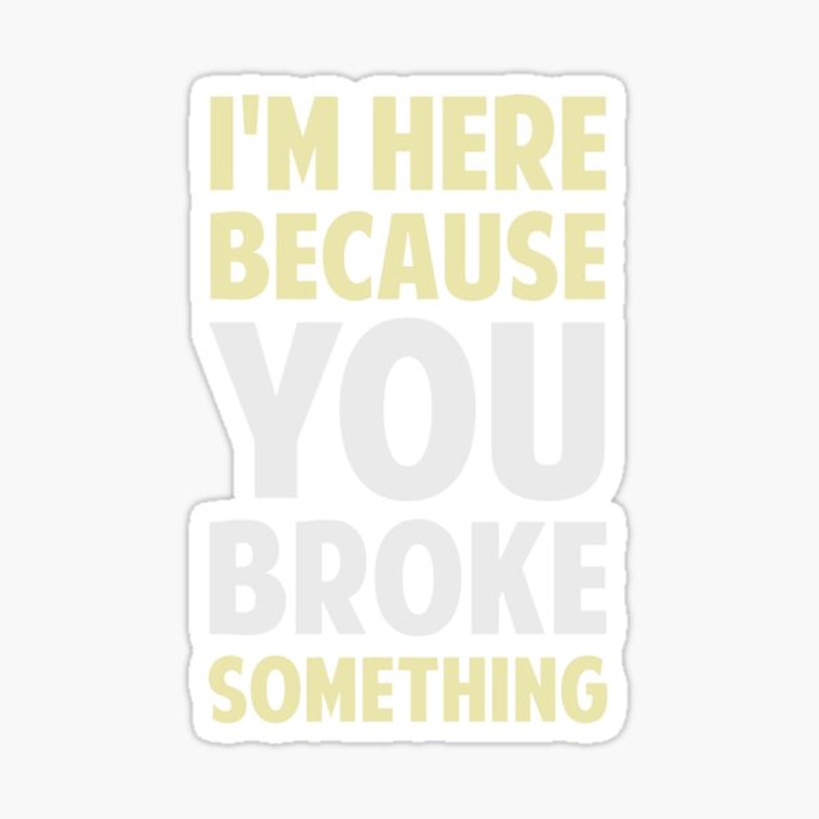 - I'm Here Because You Broke Something