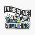 I'm Here Because You Broke Something
