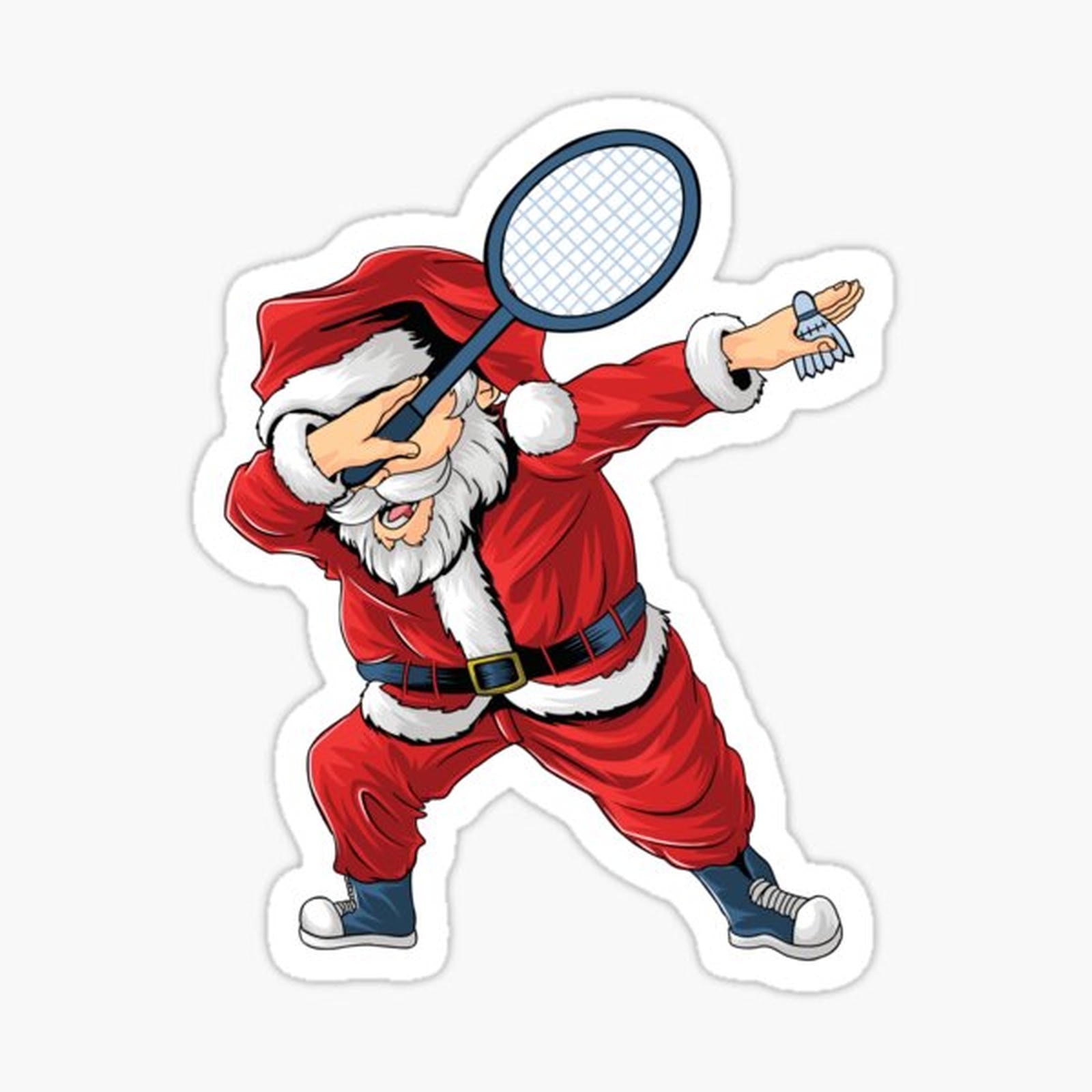 Badminton Christmas Dabbing Santa Claus with Shuttlecock