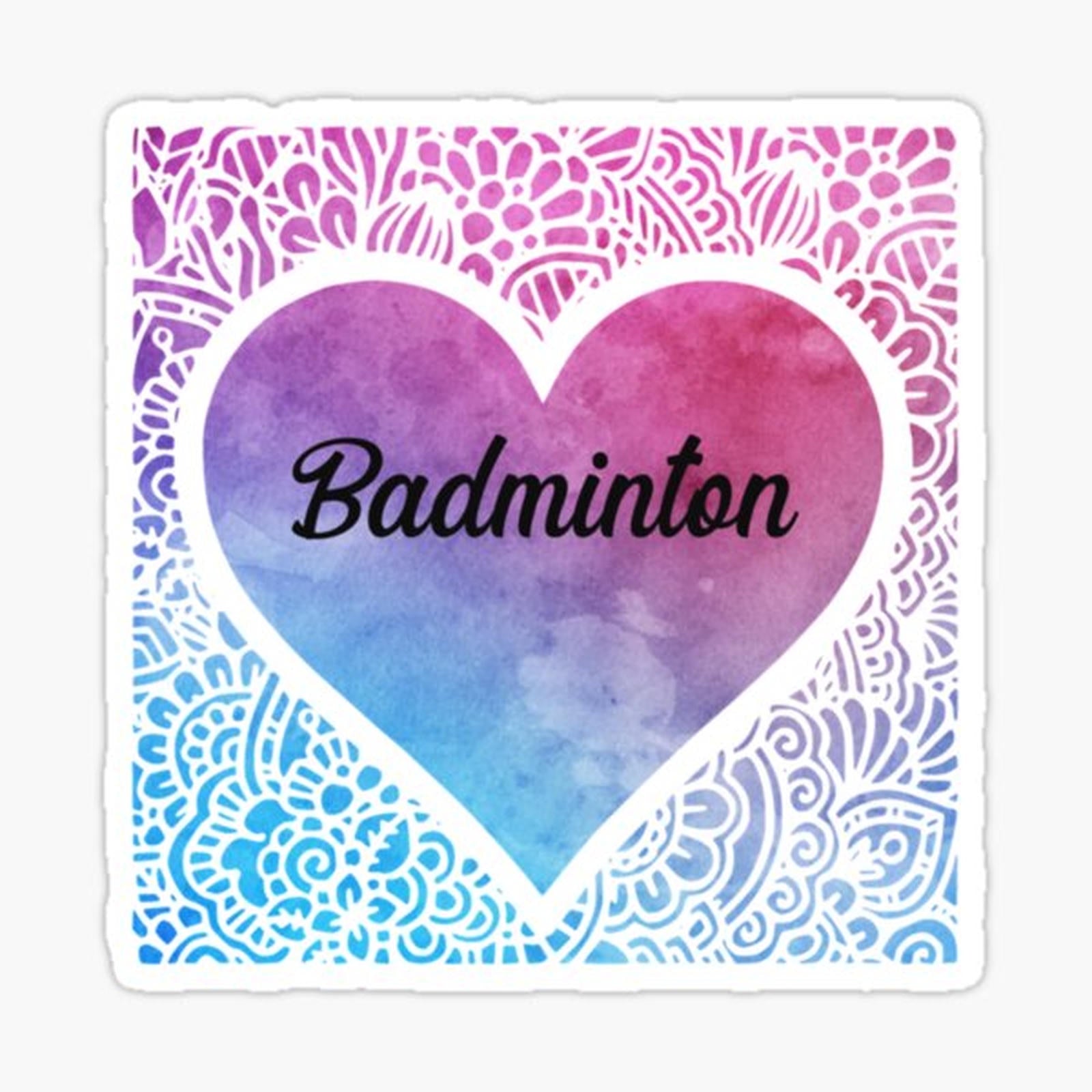 Badminton girl watercolor mandala heart_ Perfect Gift_Badminton gift